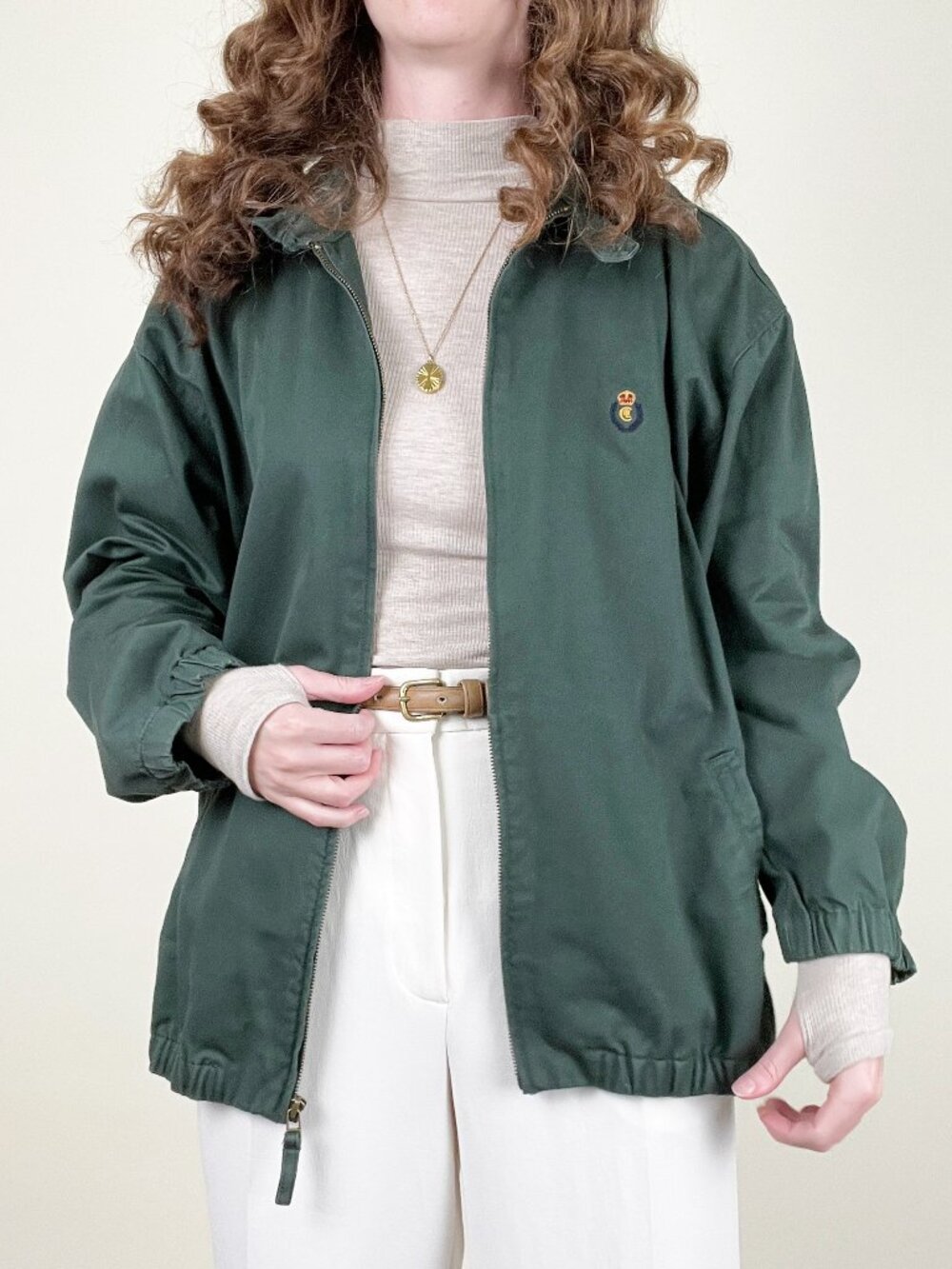 Vintage Ralph Laugher Chaps Bomber Jacket Oversized Preppy 100% Cotton Twill XL - Picture 6 of 11